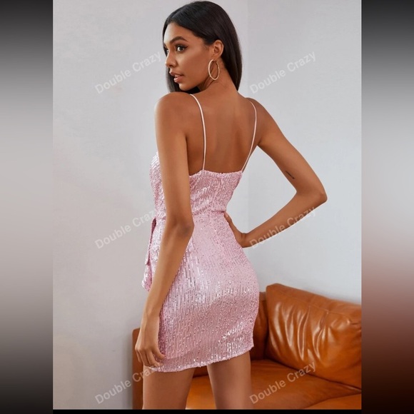 NWOT Double Crazy Pink and Purple Sequin Dresses Size Medium - Picture 15 of 16